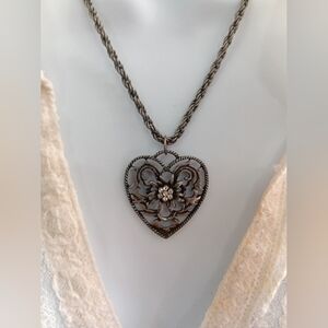 Elegant Silver Heart Pendant Necklace